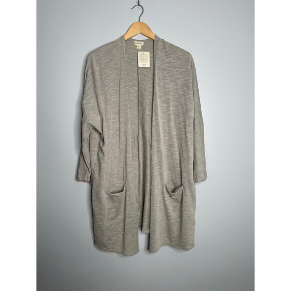 DONNI‎ Women's Gray Textured Sand Wash Cotton Blend Open Fron Cardigan OSFA NWT - Picture 1 of 7